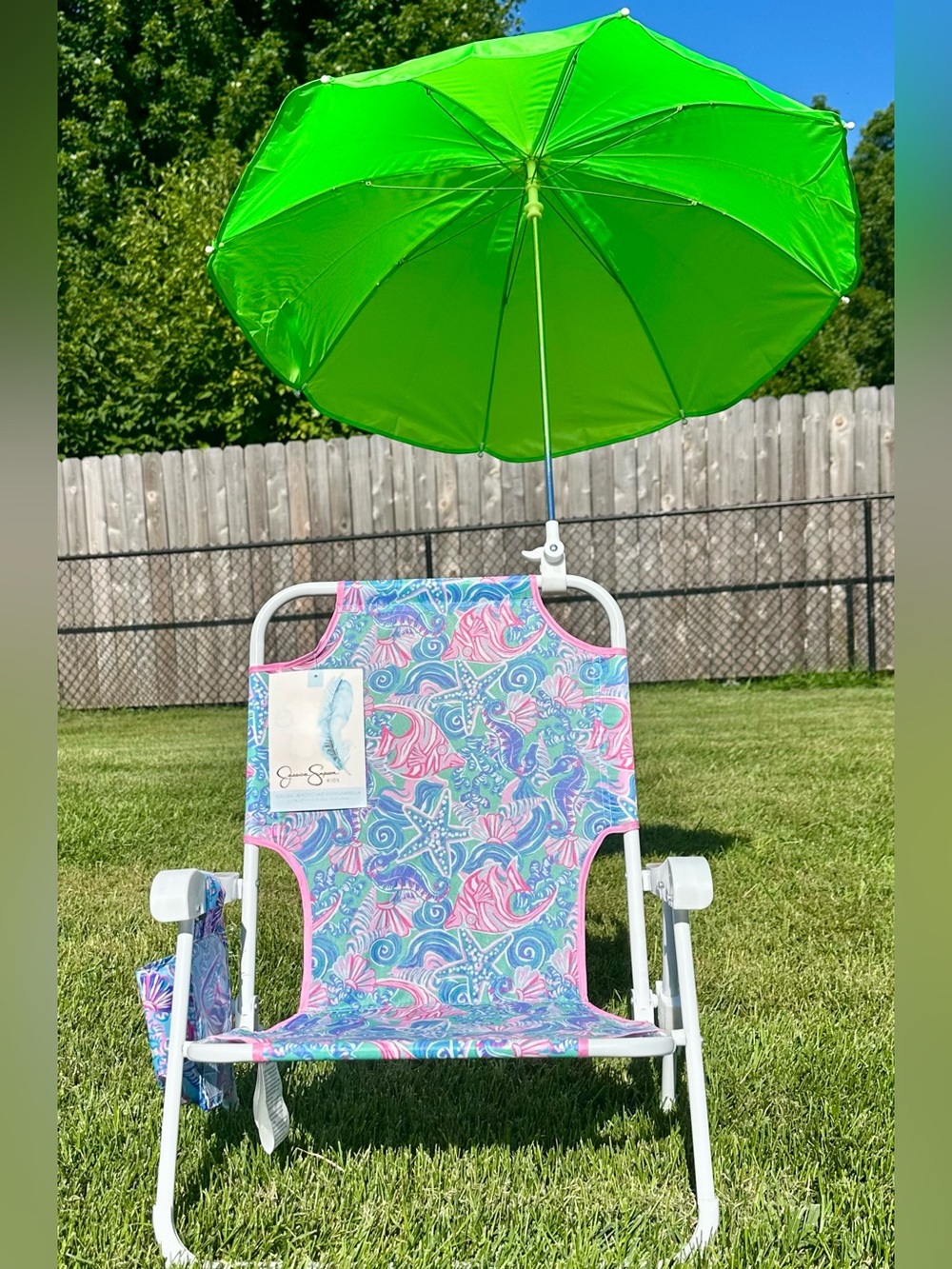 JESSICA SIMPSON Beach Chair 3-6‎ Years Sea Life Blue Foldable Umbrella Cu…